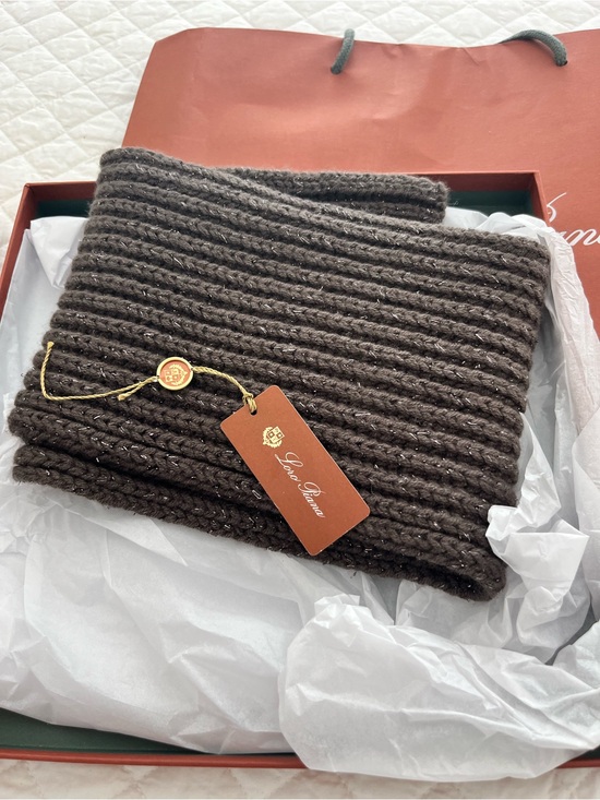 Loro Piana Accessories - Loro Piana 💯 cashmere Knit Scarf Brown / Taupe-y sparkle